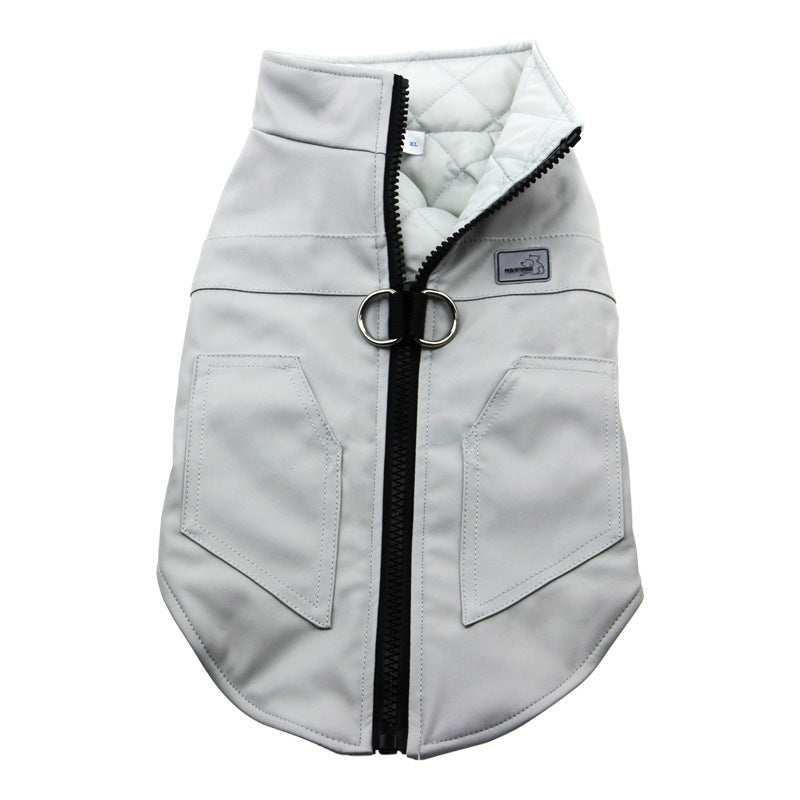 Cappotto Impermeabile Smanicato per Cani "Alba" con Zip e Anello per Pettorina