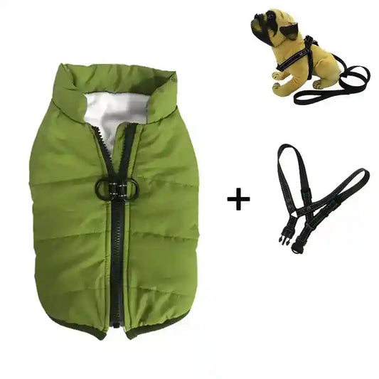 Piumino Imbottito in Pile Smanicato con Pettorina Removibile per cani - Modello FluffyPaws - Dog Moda