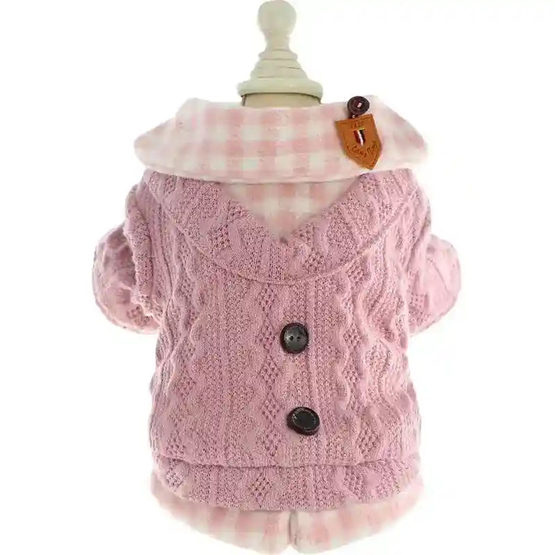 Cappotto Cane Pile Wool Treccia Azzurro Rosa Invernale by Dog Moda