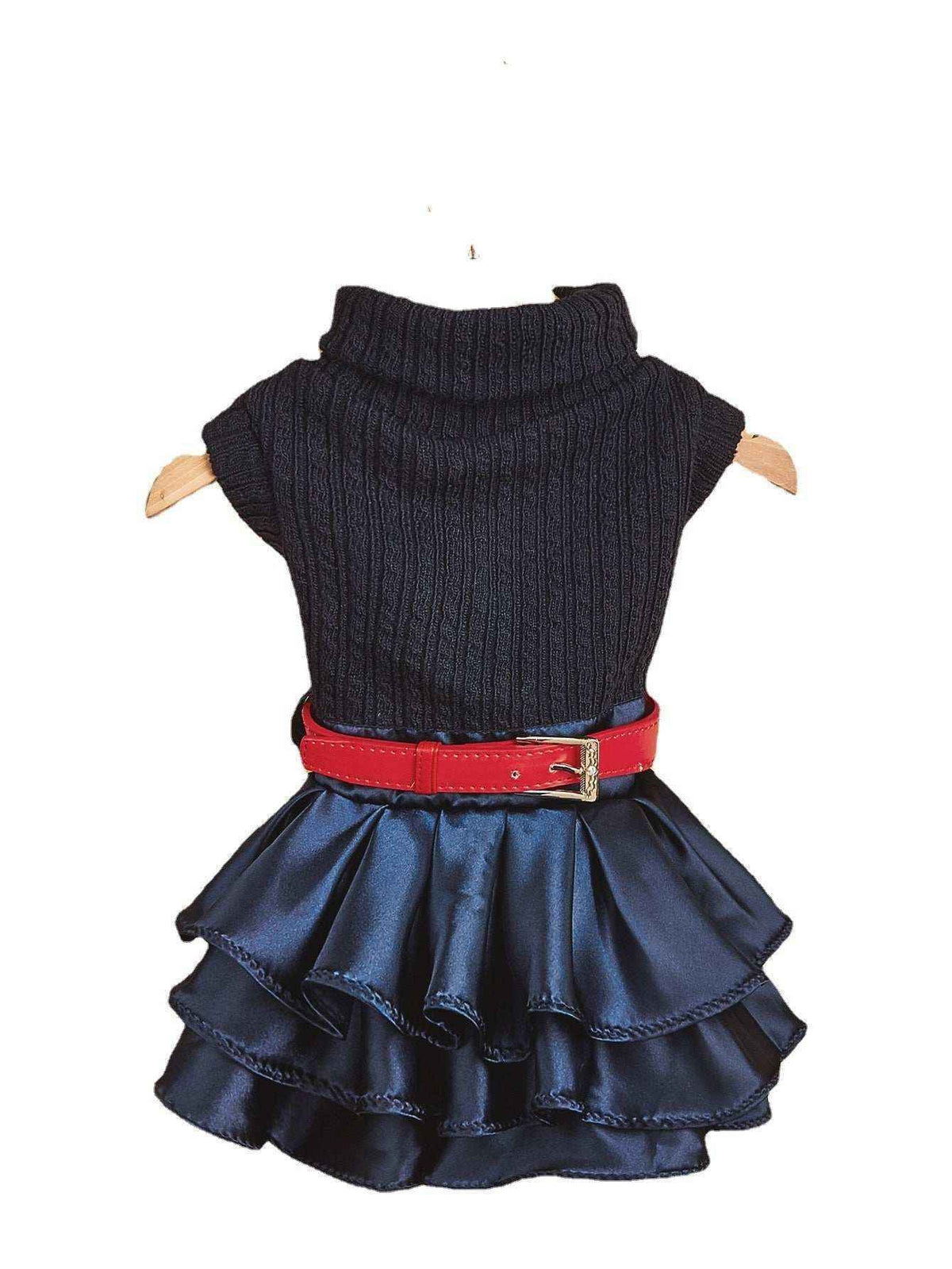Vestito Elegante per Cane Barboncino Paris | Maglia Intrecciata e Gonna in Raso by Dog Moda