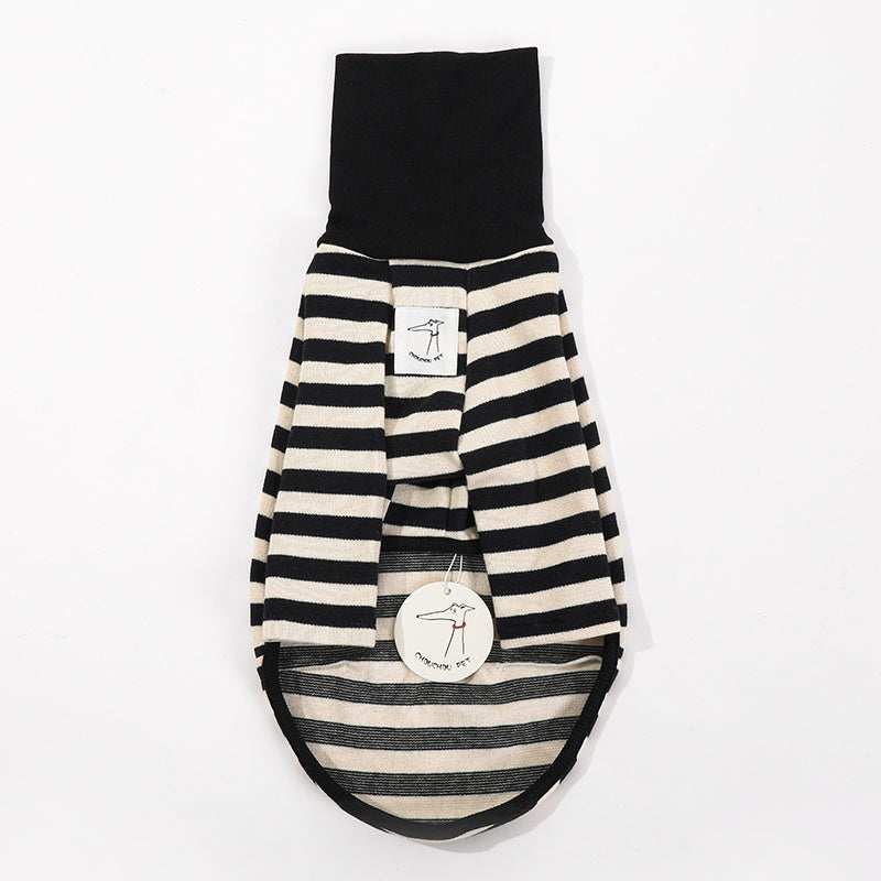 "Chouchou Pet" Striped Greyhound Sweater with Foldable High Neck