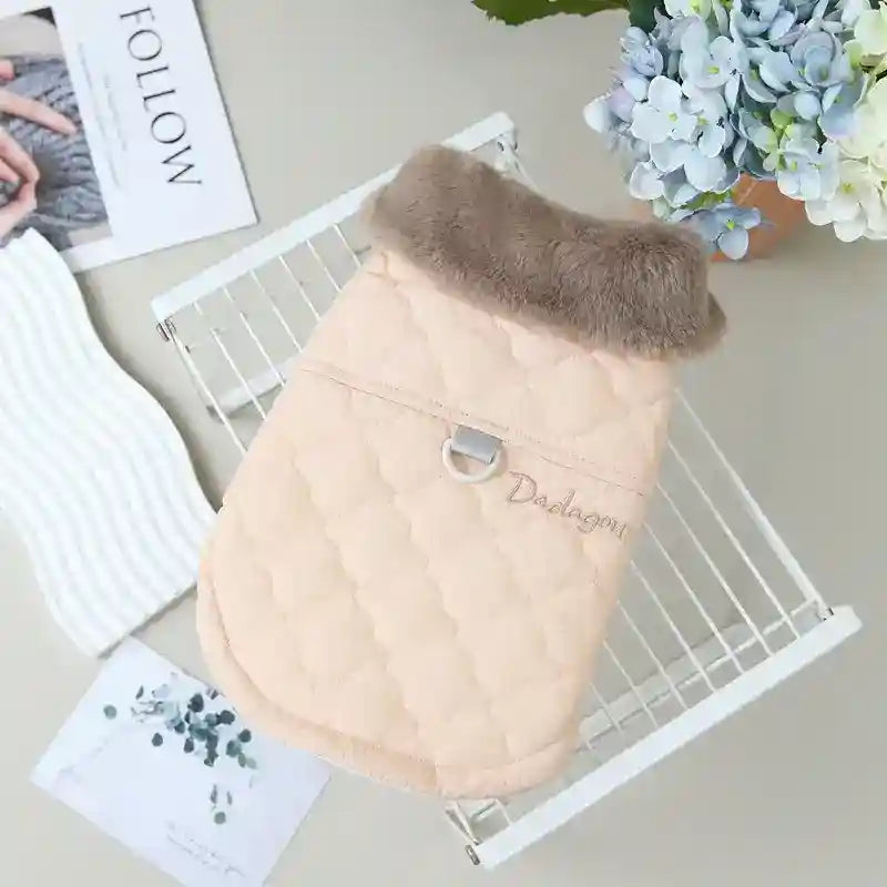 Cappotto per Cani Sestriere Dadagou | Colletto in Ecopelliccia e Pettorina by Dog Moda