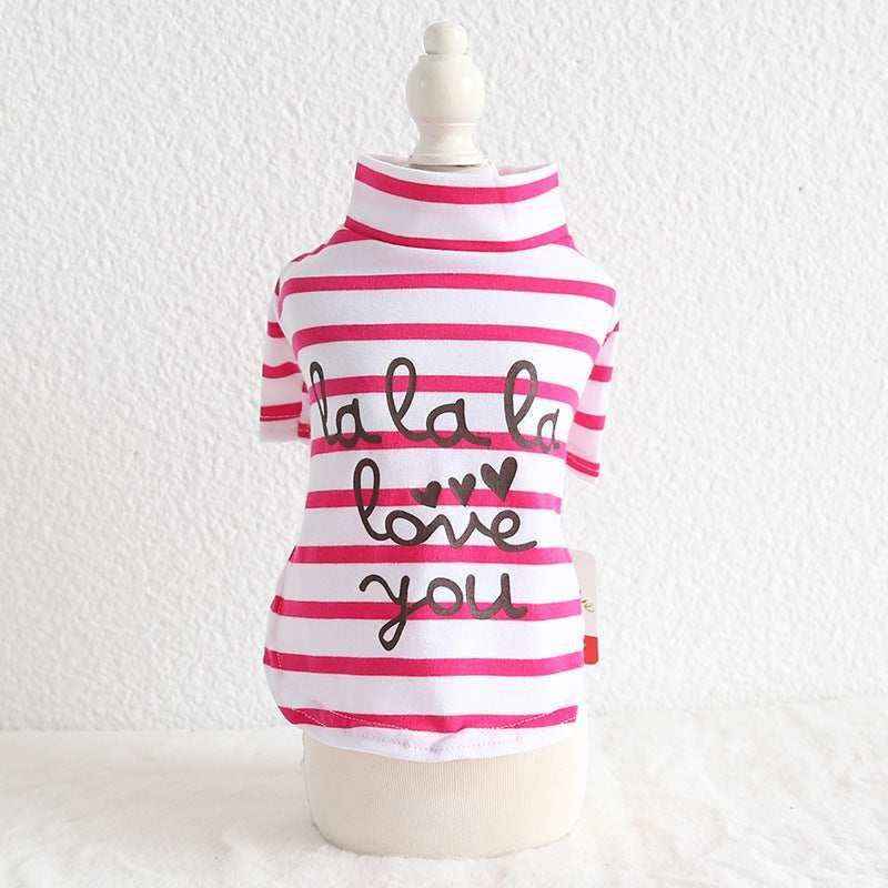 Maglietta per cani: puro cotone bianco con righe colorate "Make me smile" by Dog Moda