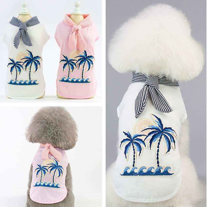 Maglietta per Cani cotone "Honolulu" con Stampa Palme e Foulard by Dog Moda