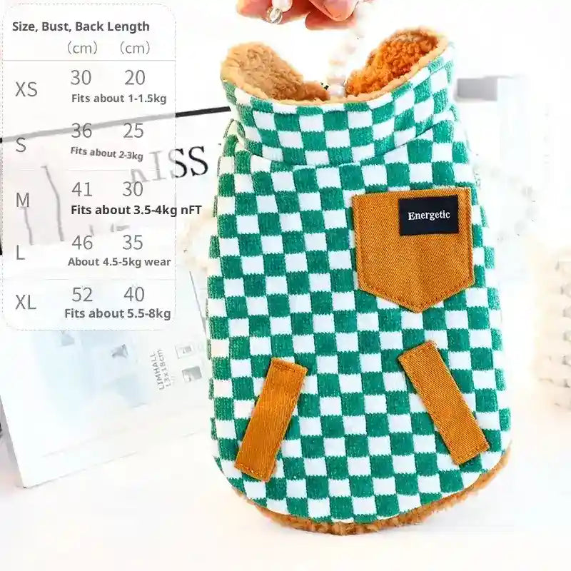 Cappotto Energetic Scacchi per Cani - Colletto Alto e Zip by Dog Moda