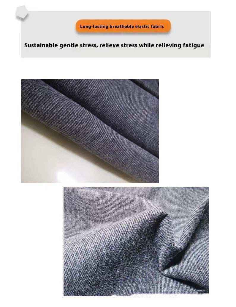 Close-up of long-lasting breathable elastic grey fabric with fine knit texture for stress relief