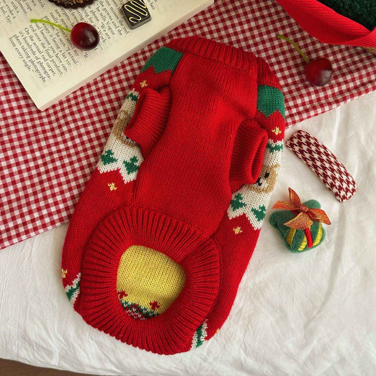 Maglioncino Rosso Orsetti Festivi - Speciale Natale - Dog Moda