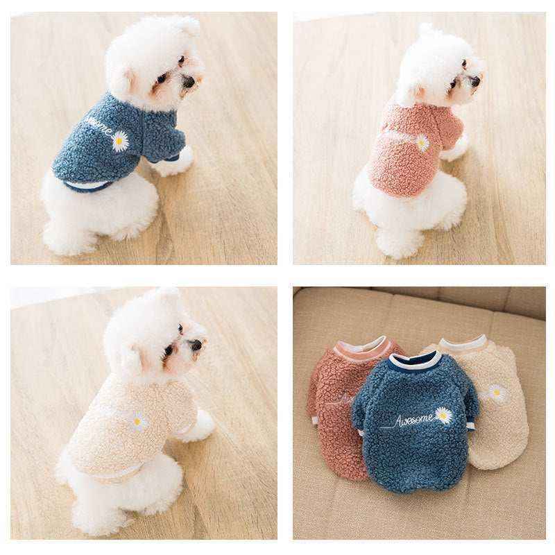 Felpa in Pile per Cani "Awesome" con Ricamo e Colori Pastello by Dog Moda