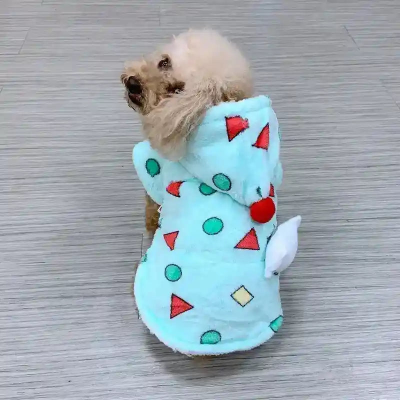 Cappottino in pile per cani con ponpon rosso "Oz" e chiusura a bottoni by Dog Moda