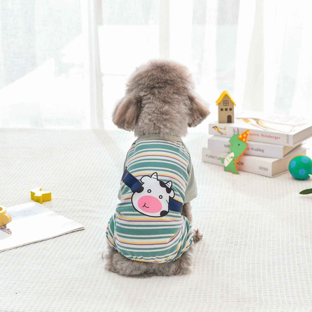 Pigiamino "Sweet Cow" a Righe per Cani - Dolcezza e Comfort Notturno - Dog Moda