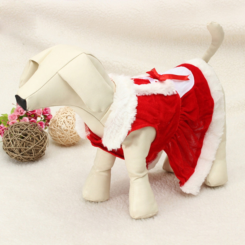 Red Velvet Christmas Dog Coat with Fleece Details