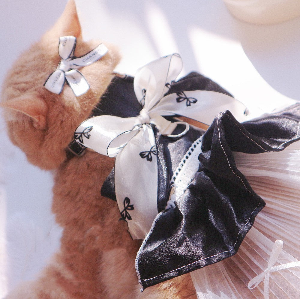 Cat Harness Dress "Glamour Kitty" - Elegant with Bow