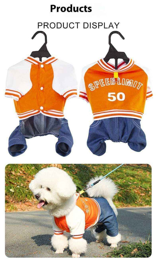 Cappottino per Cani "Speed Limit" – Felpa con Anello Pettorina e Denim by Dog Moda