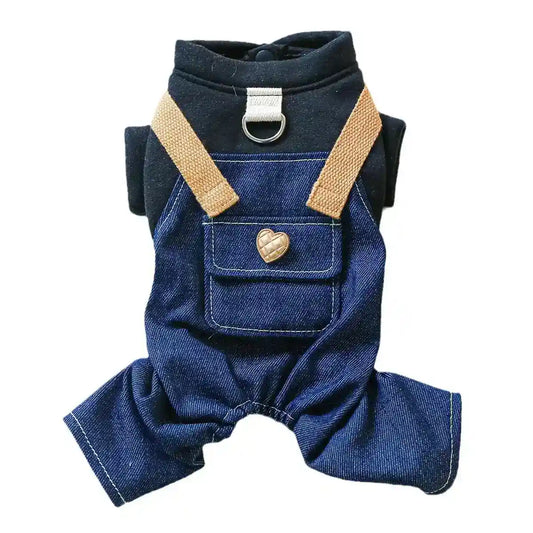 Tutina per Cani "Bella" in Jeans Denim con Anello Pettorina by null