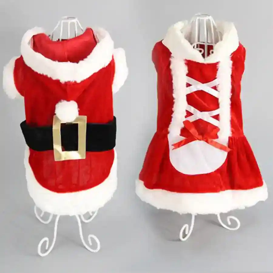 Cappottino di Natale in Velluto Rosso per Cani con Dettagli in Pile by Dog Moda