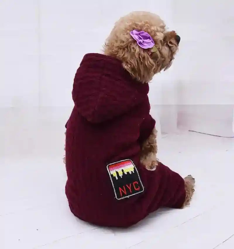 Tutina NYC Cani 4 Zampe - Cappuccio e Pile Caldo by Dog Moda