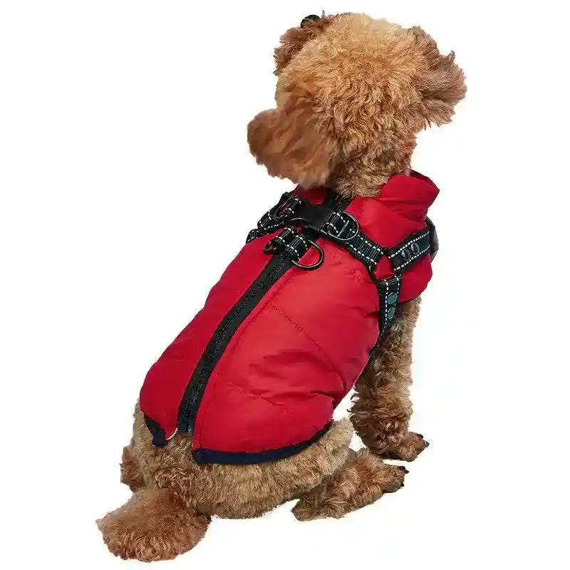 Piumino Imbottito in Pile Smanicato con Pettorina Removibile per cani - Modello FluffyPaws - Dog Moda