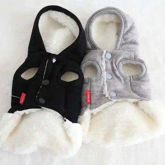 Cappottino per Barboncino "Bunny" con Cappuccio in Pile – Nero o Grigio by Dog Moda