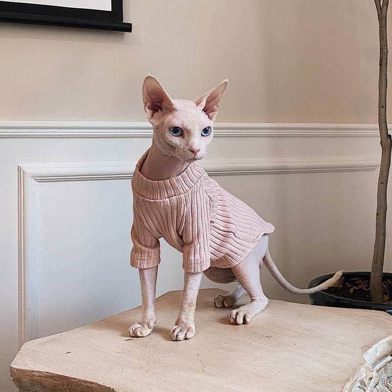 Pink Sphynx Cat Sweater - Solid Color Lotus Pattern