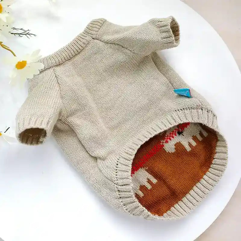 Maglione Natalizio per Cani Bulldog con Ricamo di Renne - Eleganza e Calore per il Tuo Amico a Quattro Zampe by Dog Moda