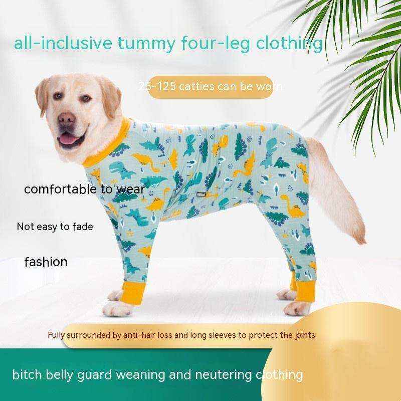 Maglia in Cotone per Cani Boxer e Labrador con Fantasia Azzurra e Dinosauri by Innopet