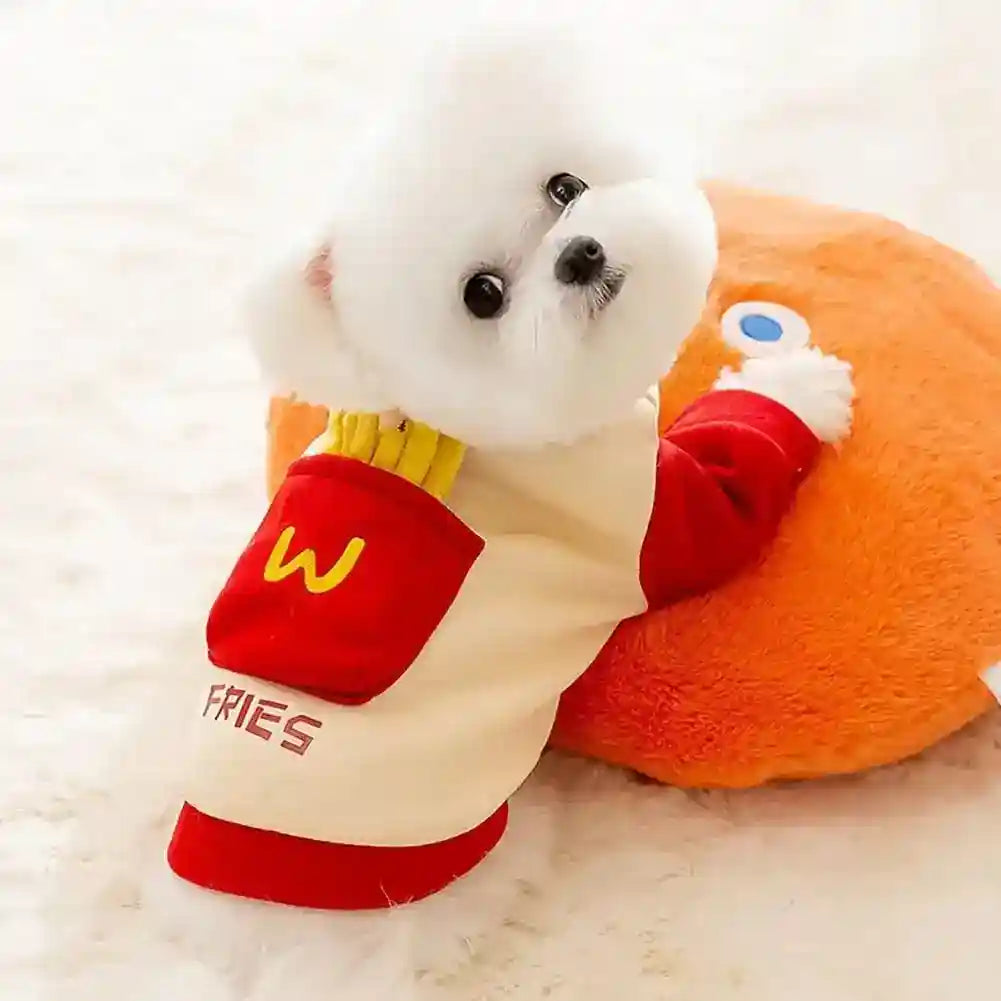 Felpa per Cani "Patatina" con Pettorina Integrata – Stile Mac Donald by Dog Moda