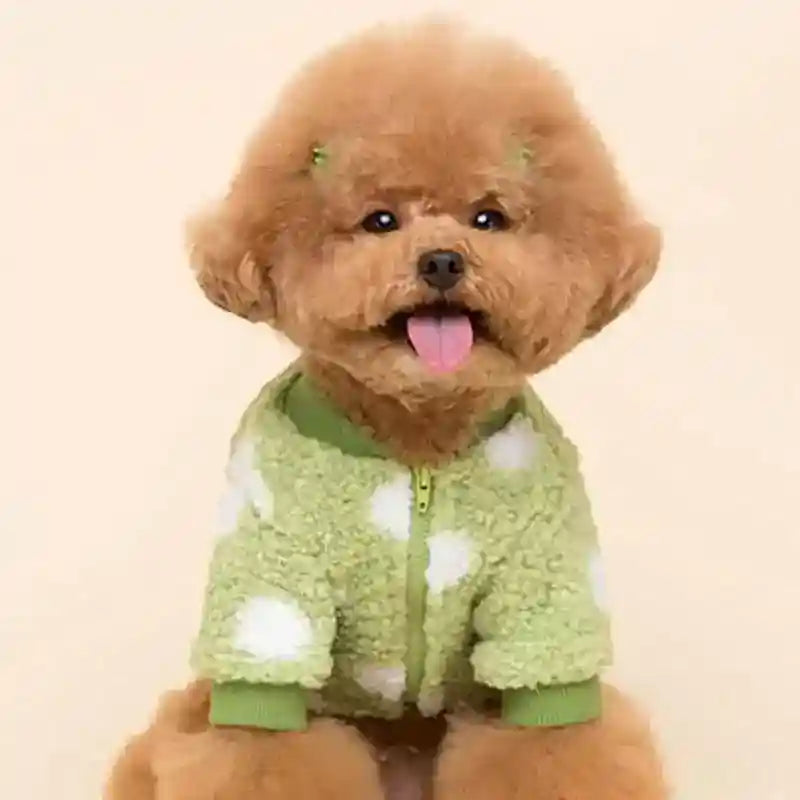 Cappotto in Pile per Cani "Pomerania" Fantasia Pois con Zip Addome by Dog Moda