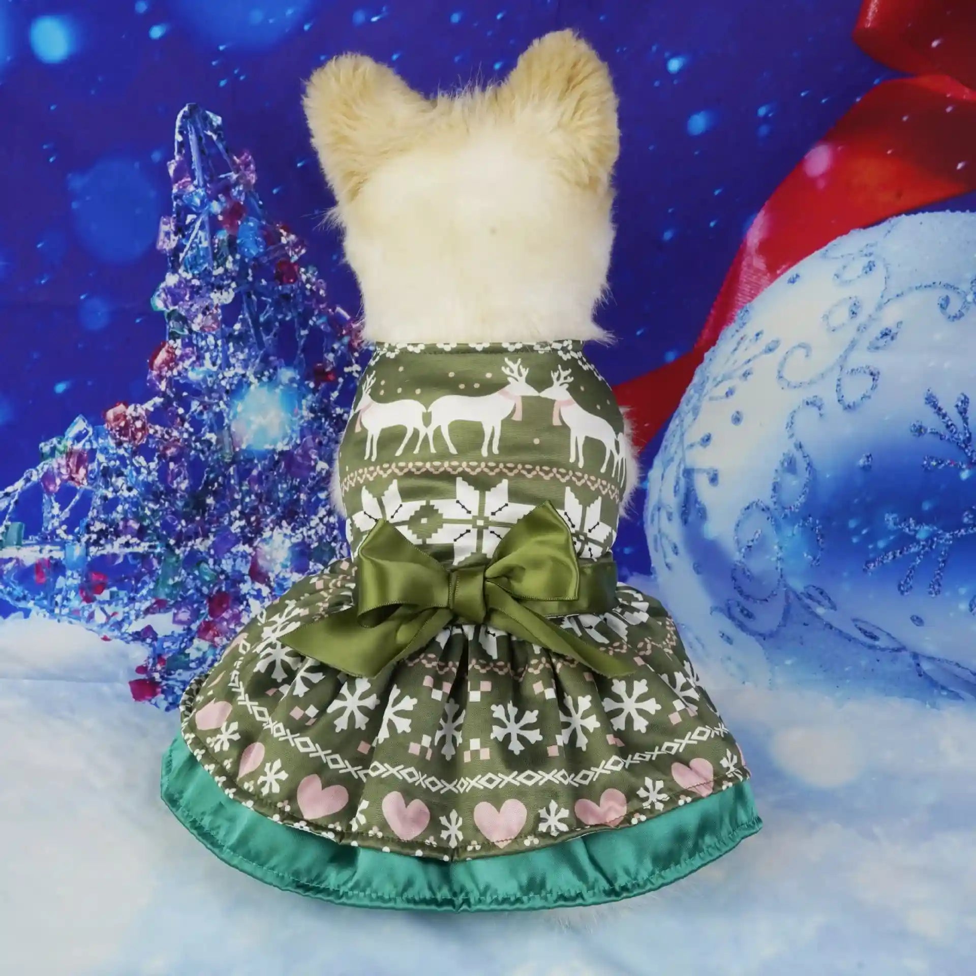 Female Dog Christmas Dress with Skirt
