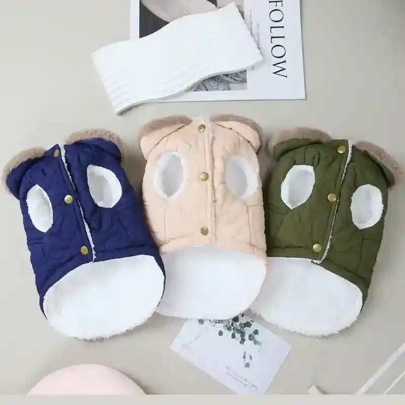 Cappotto per Cani Sestriere Dadagou | Colletto in Ecopelliccia e Pettorina by Dog Moda