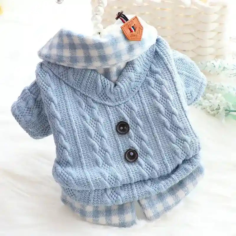 Cappotto Cane Pile Wool Treccia Azzurro Rosa Invernale by Dog Moda
