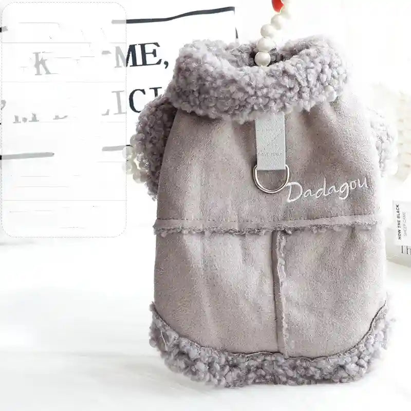Cappotto Pile Scamosciato Cani - Dadagou con Bottoni by Dog Moda
