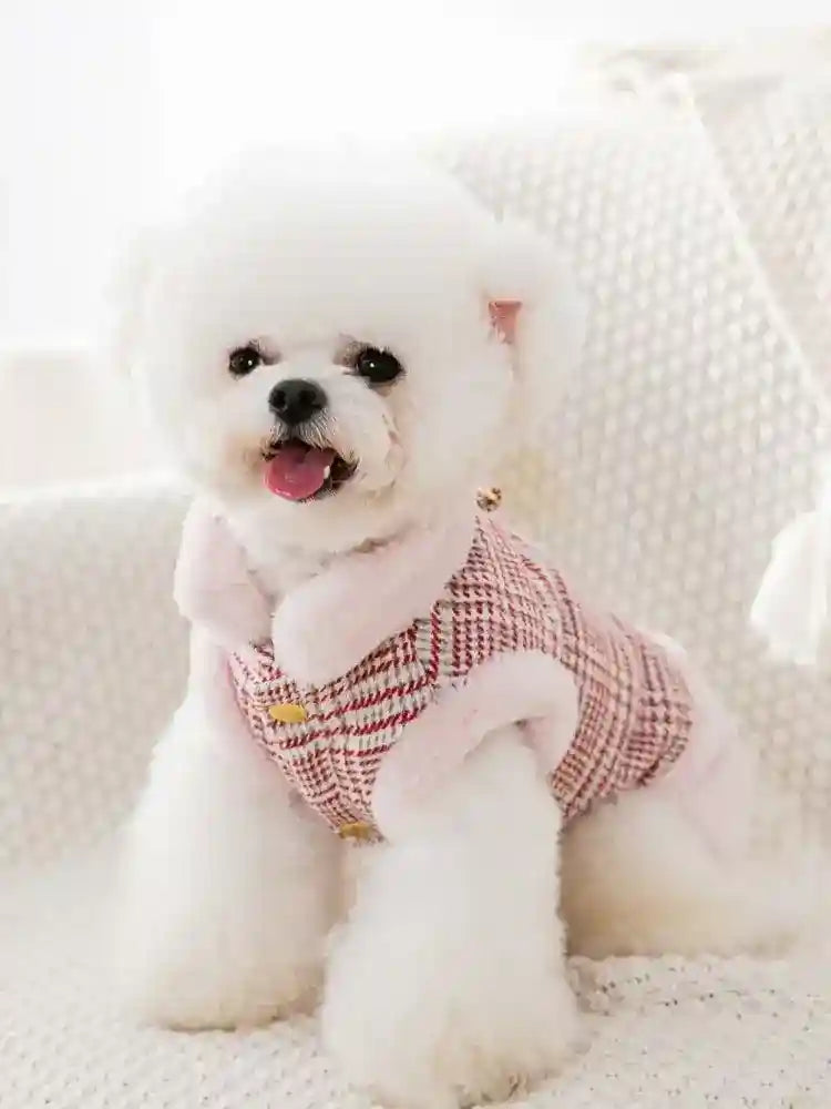 Cappottino in pile per cani Cleo con colletto tartan