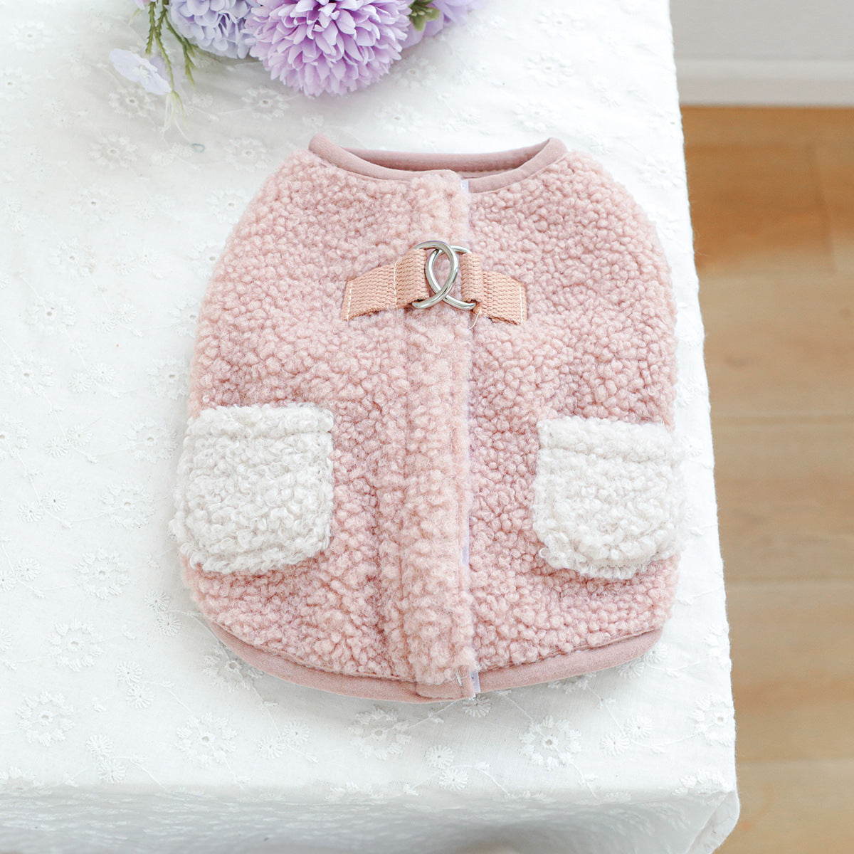Maglia in Pile “Carezza” per Cani con Taschine – Marrone o Rosa