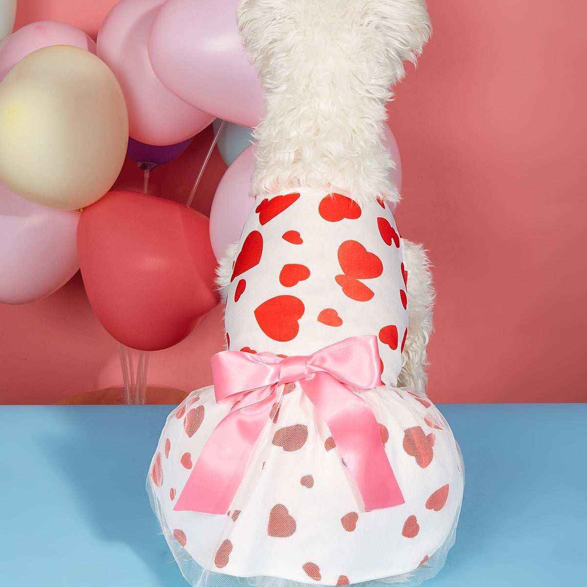 Vestito per cani "San Valentino" con cuori e gonnellina | DogModa by Dog Moda