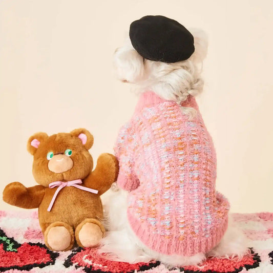 Maglione per cani "Cardigan" in lana con bottoni a cuore | DogModa by Dog Moda