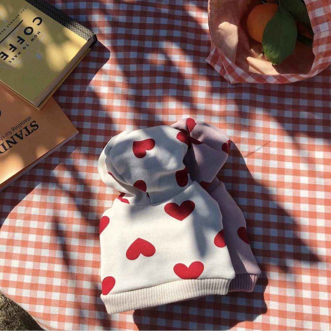Felpa per cani "Emily" con cappuccio e fantasia cuori | DogModa by Dog Moda
