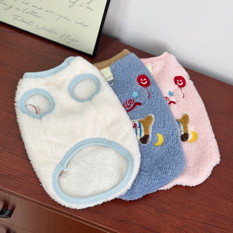 "Smile" Dog and Cat Sweatshirt with Dachshund Embroidery and Harness Ring