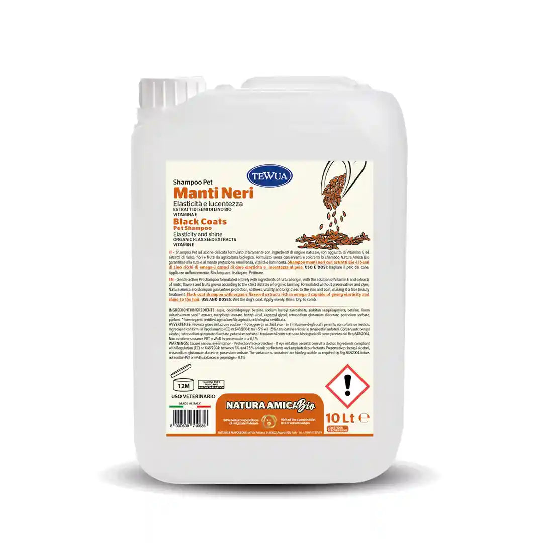 Shampoo Manti Neri Lucidante 10L - Semi di Lino Bio by Dog Moda Professional