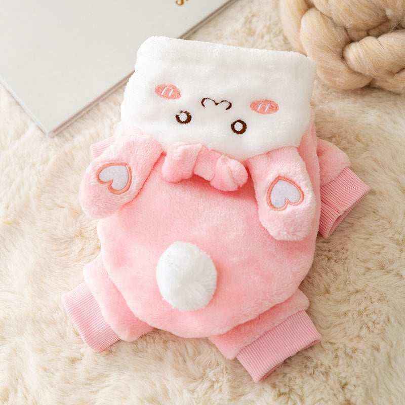 Tutina per cani pigiama in pile coniglietto rosa by Dog Moda