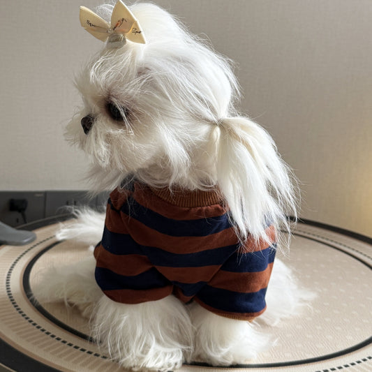 Maglia a Righe per Cani BluePet - Casual Marrone e Blu by Dog Moda