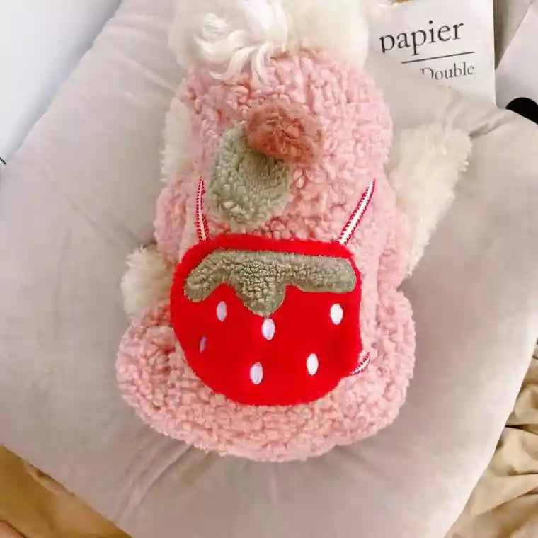 Cappotto Fragola per Cani - Imbottito con Cappuccio by Dog Moda