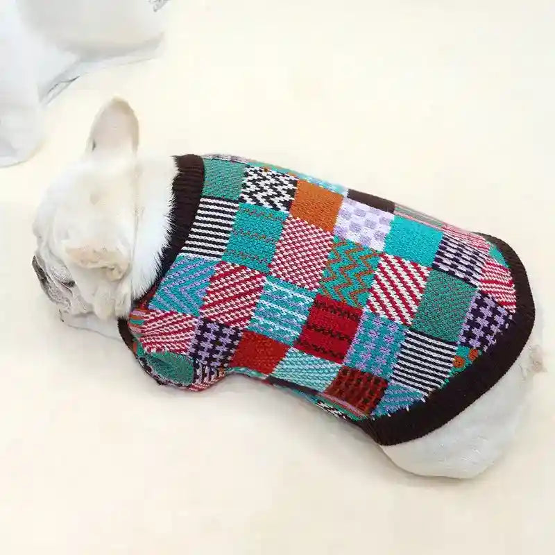 Maglione per Bulldog "Wool" in Lana – Caldo e Stile Contrasto by Dog Moda