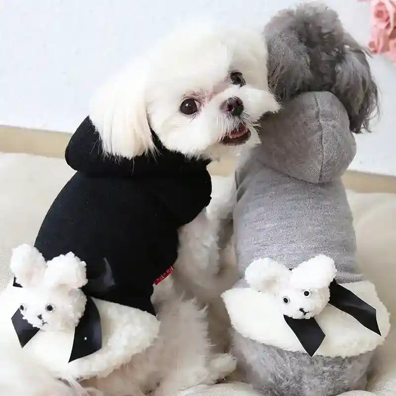 Cappottino per Barboncino "Bunny" con Cappuccio in Pile – Nero o Grigio by Dog Moda