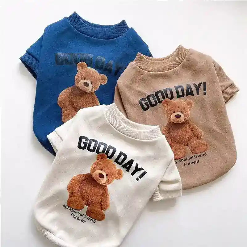 Felpa per cani con stampa orso "Good Day" – Stile e comfort per il tuo cane by Dog Moda
