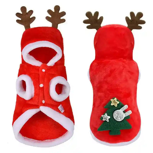 Cappottino di Natale per Barboncino con Cappuccio e Corna di Renna by Dog Moda