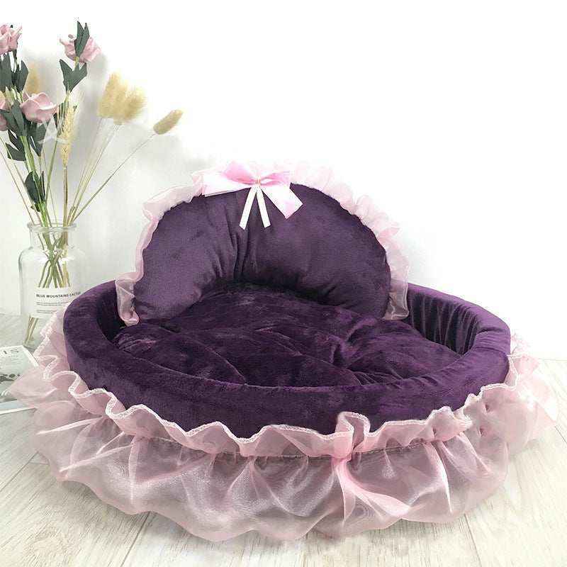 Cuccia Ovale per Cani e Gatti "Principessa" con Ricami Eleganti by Dog Moda