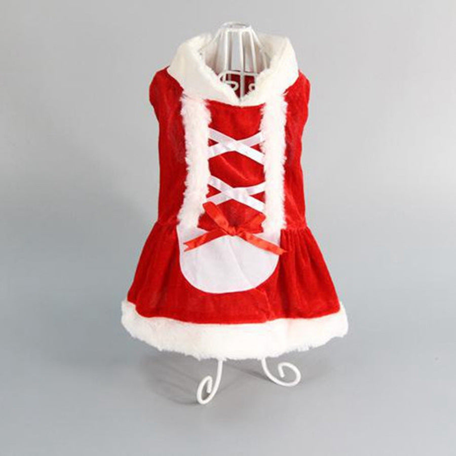 Red Velvet Christmas Dog Coat with Fleece Details