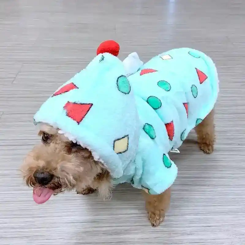 Cappottino in pile per cani con ponpon rosso "Oz" e chiusura a bottoni by Dog Moda