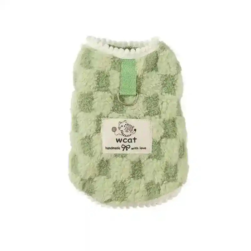 Maglia Wcat a Scacchi Verde in Pile per Cani e Gatti by Dog Moda
