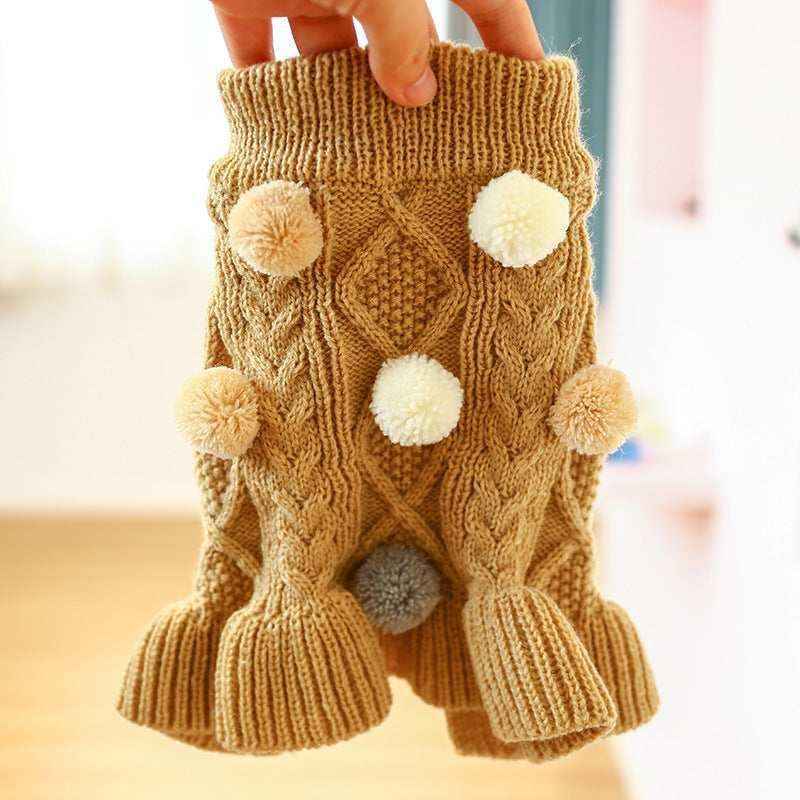 Vestito per Chihuahua con pon pon, caldo e elegante | DogModa by Dog Moda